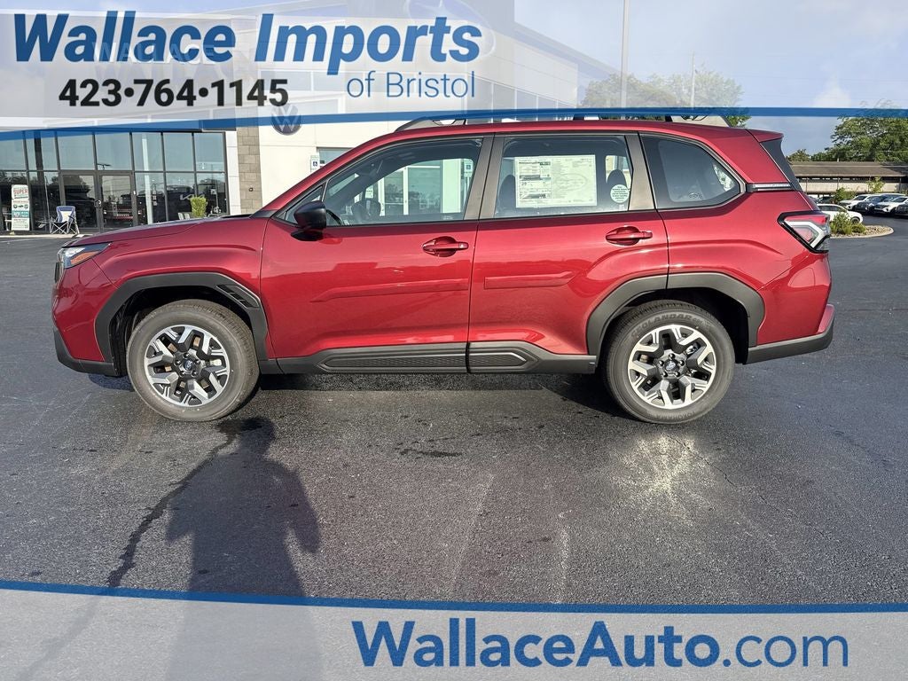 2026 Subaru FORESTER Standard Model in Crimson Red Pearl — front three-quarter view