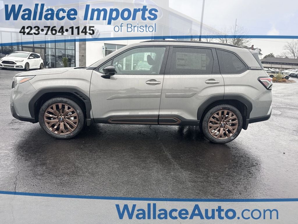 2026 Subaru FORESTER Sport in River Rock Pearl — front three-quarter view