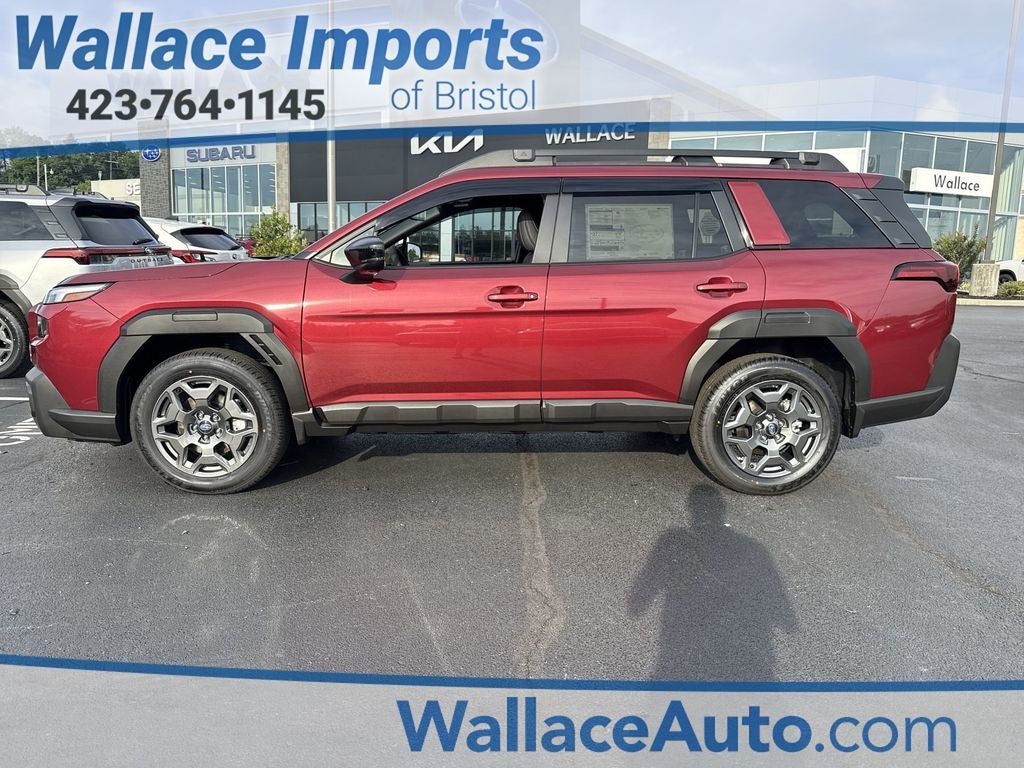2026 Subaru OUTBACK Premium in Crimson Red Pearl — front three-quarter view