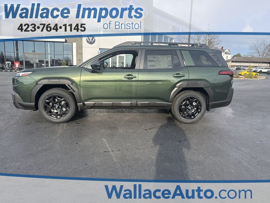 2026 Subaru OUTBACK Limited in Deep Emerald Green Pearl — front three-quarter view