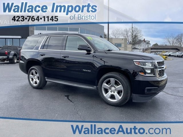 2017 Chevrolet Tahoe LT in Black — front three-quarter view