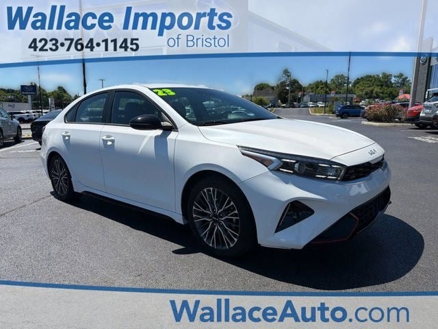 2023 Kia Forte GT-Line in Snow White Pearl — front three-quarter view