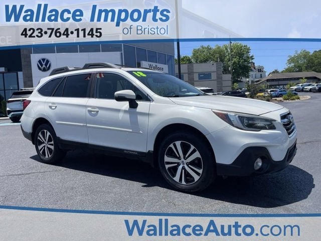 2018 Subaru Outback 2.5i Limited in Crystal White Pearl — front three-quarter view