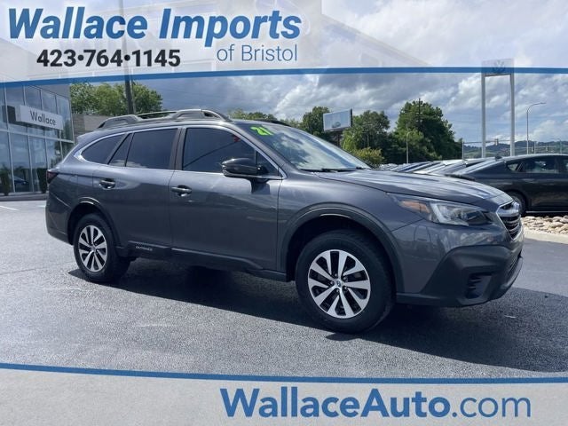 2021 Subaru Outback Premium in Magnetite Gray Metallic — front three-quarter view